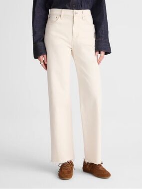 Madewell Petite Perfect Vintage Wide Leg Crop Jeans 26P Ivory Natural